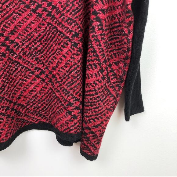 Joseph A Plaid Turtleneck Sweater Red Black Women's Size Medium NWT - Picture 4 of 10